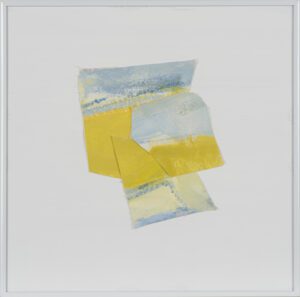 Cut canvas collage titled 'Convergence #9' by Isabelle Abbot for sale by Les Yeux de Monde