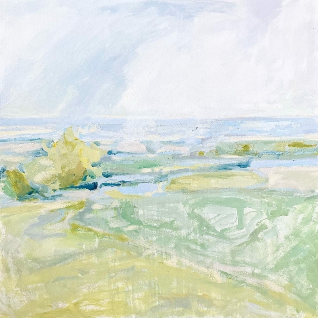 Isabelle Abbot, Passing Showers in Spring, 2022. Oil on canvas, 36 x 36”