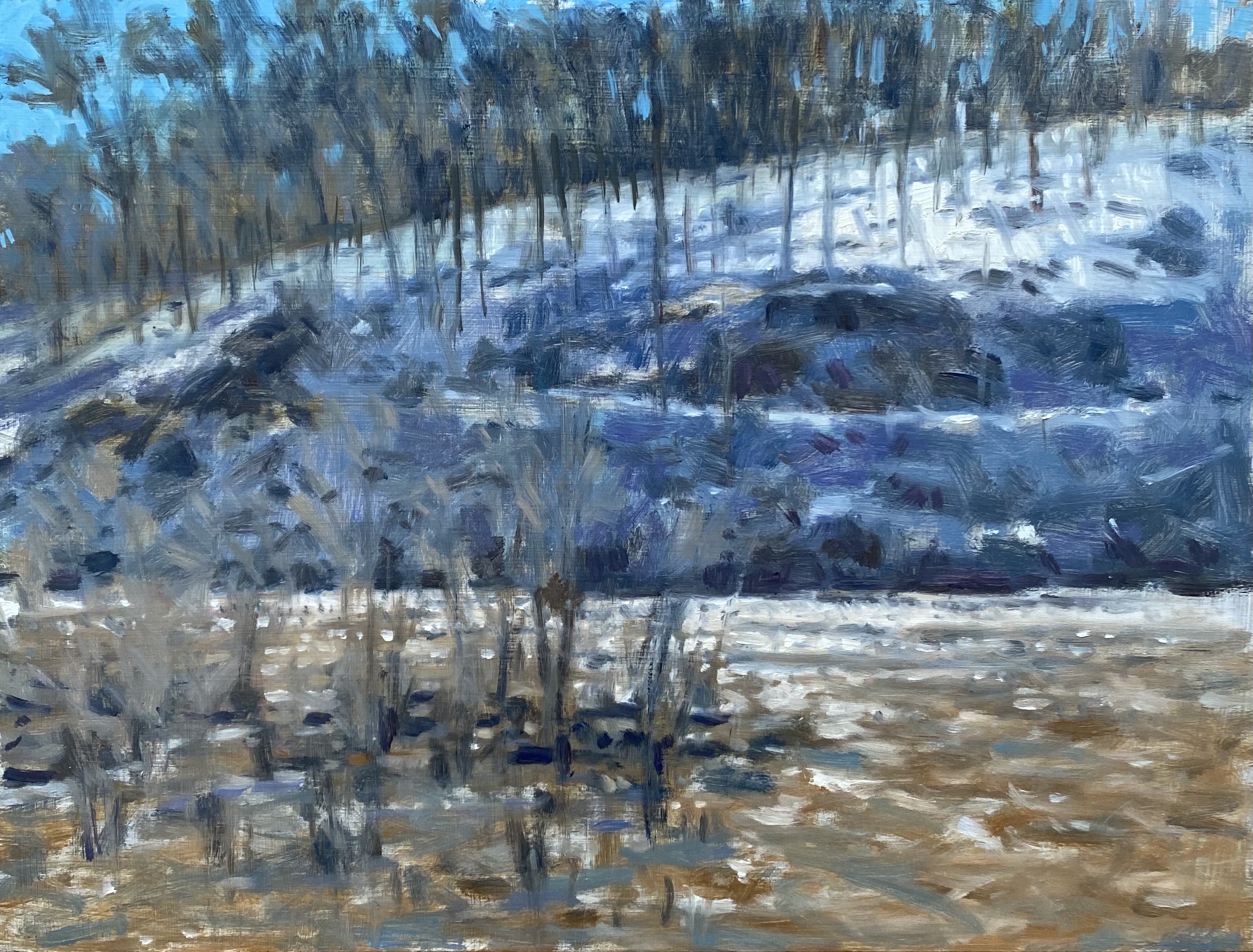 Oil painting titled "Winter Rivanna" by Richard Crozier for sale by Les Yeux du Monde